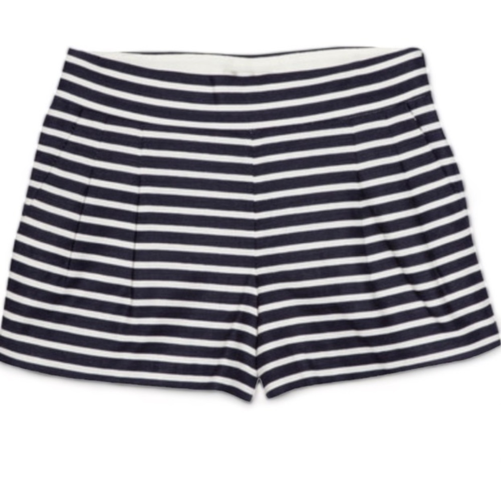 J Crew Striped Pleated Shorts With Pockets and Side Zipper Ladies Size 00 EUC